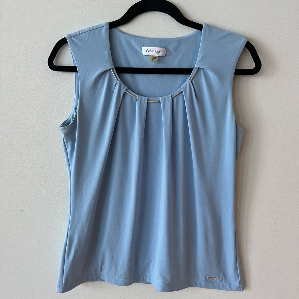 CALVIN KLEIN - Blue Sleeveless Blouse, Size Small
